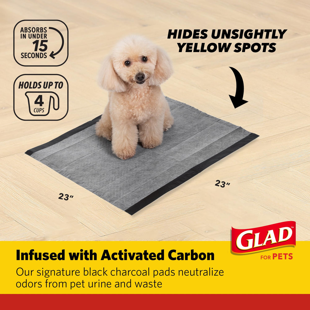Glad for Pets Activated Carbon Disposable Dog Training Pads, 100 Count
