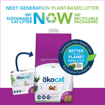ökocat Low Tracking Natural Wood Clumping Cat Litter, Odor Control 14 Lbs