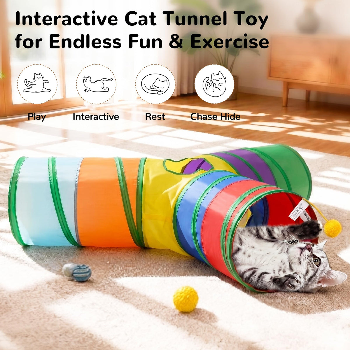 Tempcore Pet Tunnel Tube Cat Toys, Cat Tunnels for Indoor Cats
