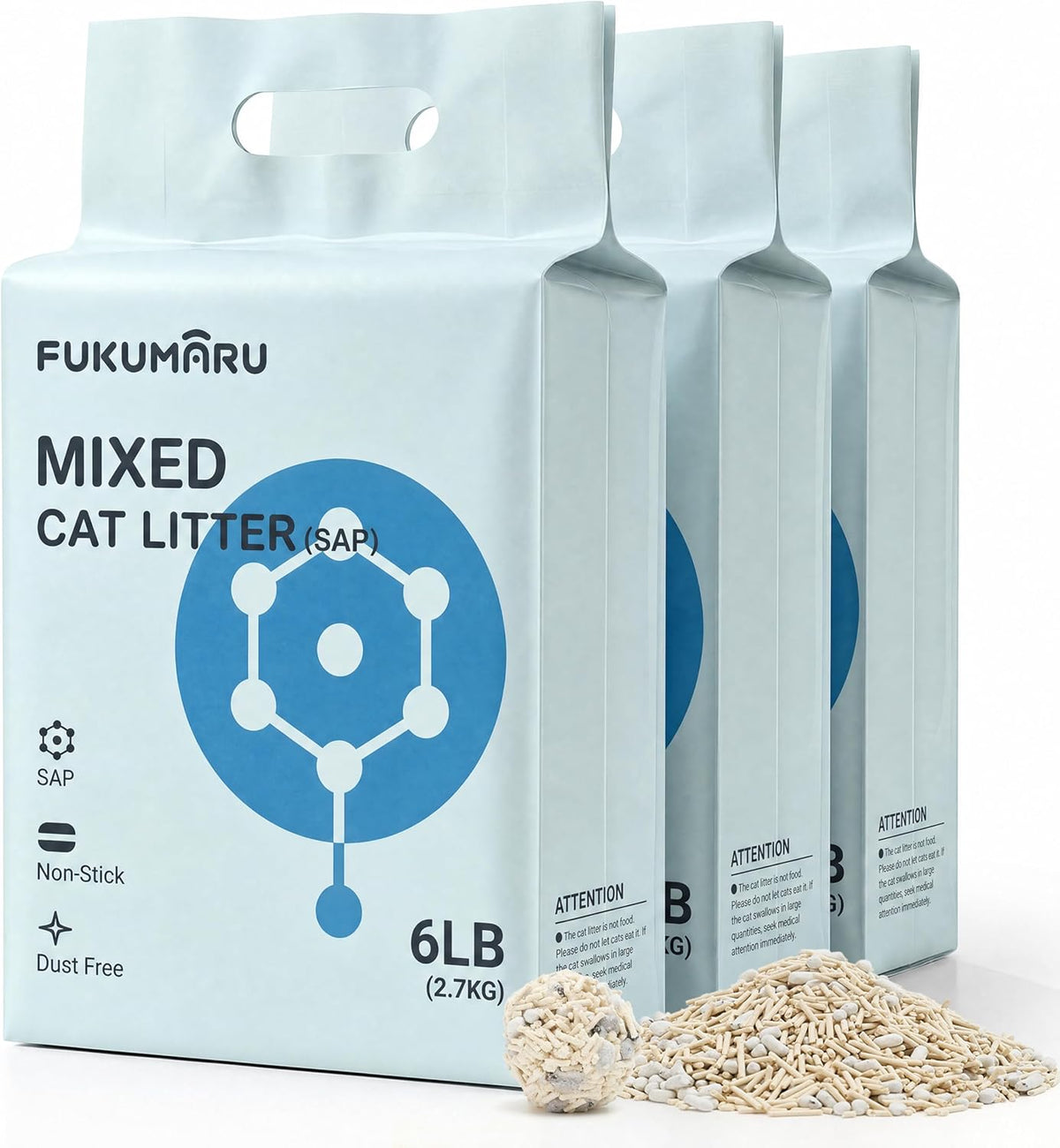 FUKUMARU Tofu Cat Litter, SAP Absorbent, Clumping, Odor Control, 18 lb