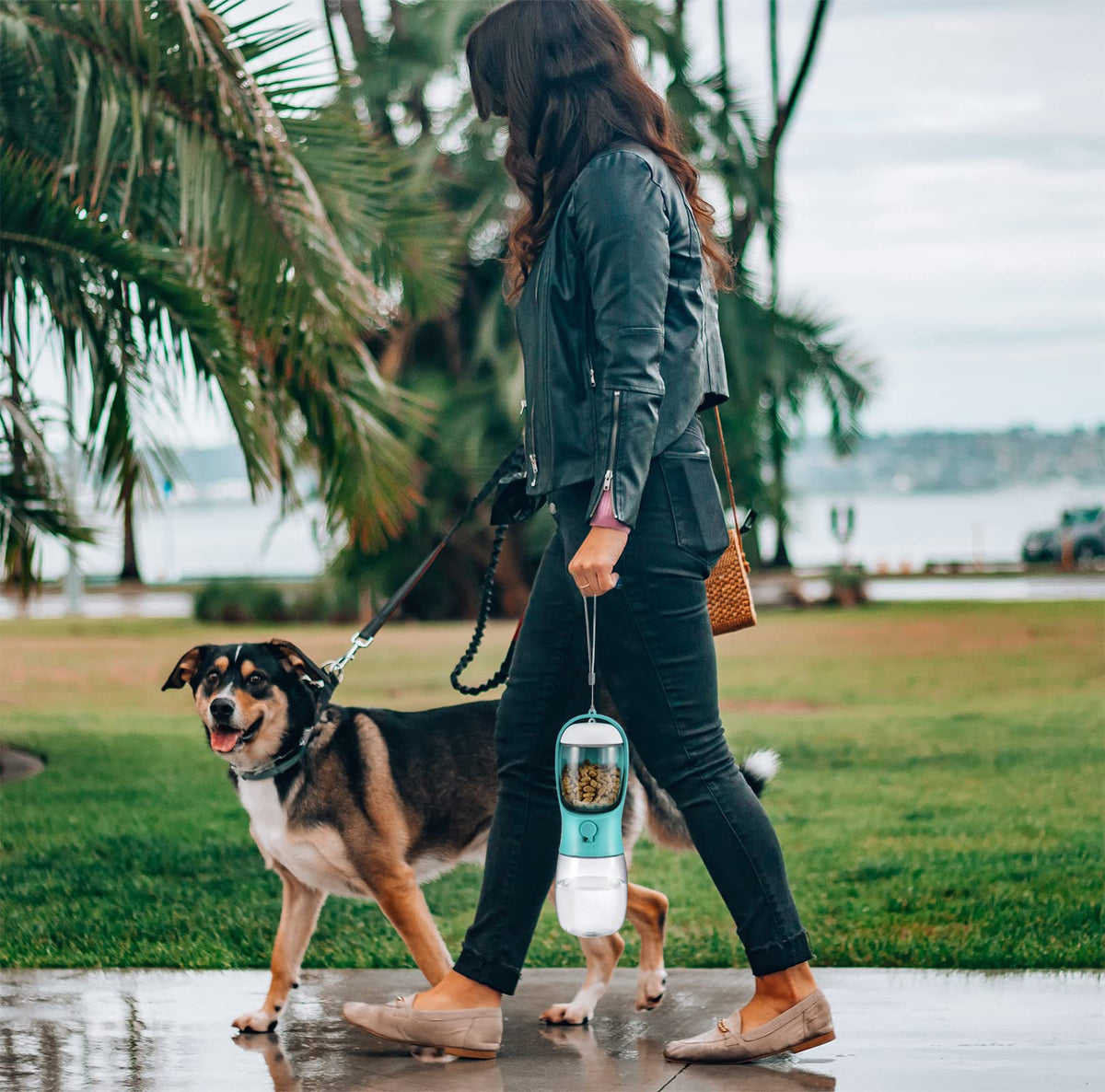 Cibaabo Dog Water Bottle Portable with Food Container & Filter for Travel