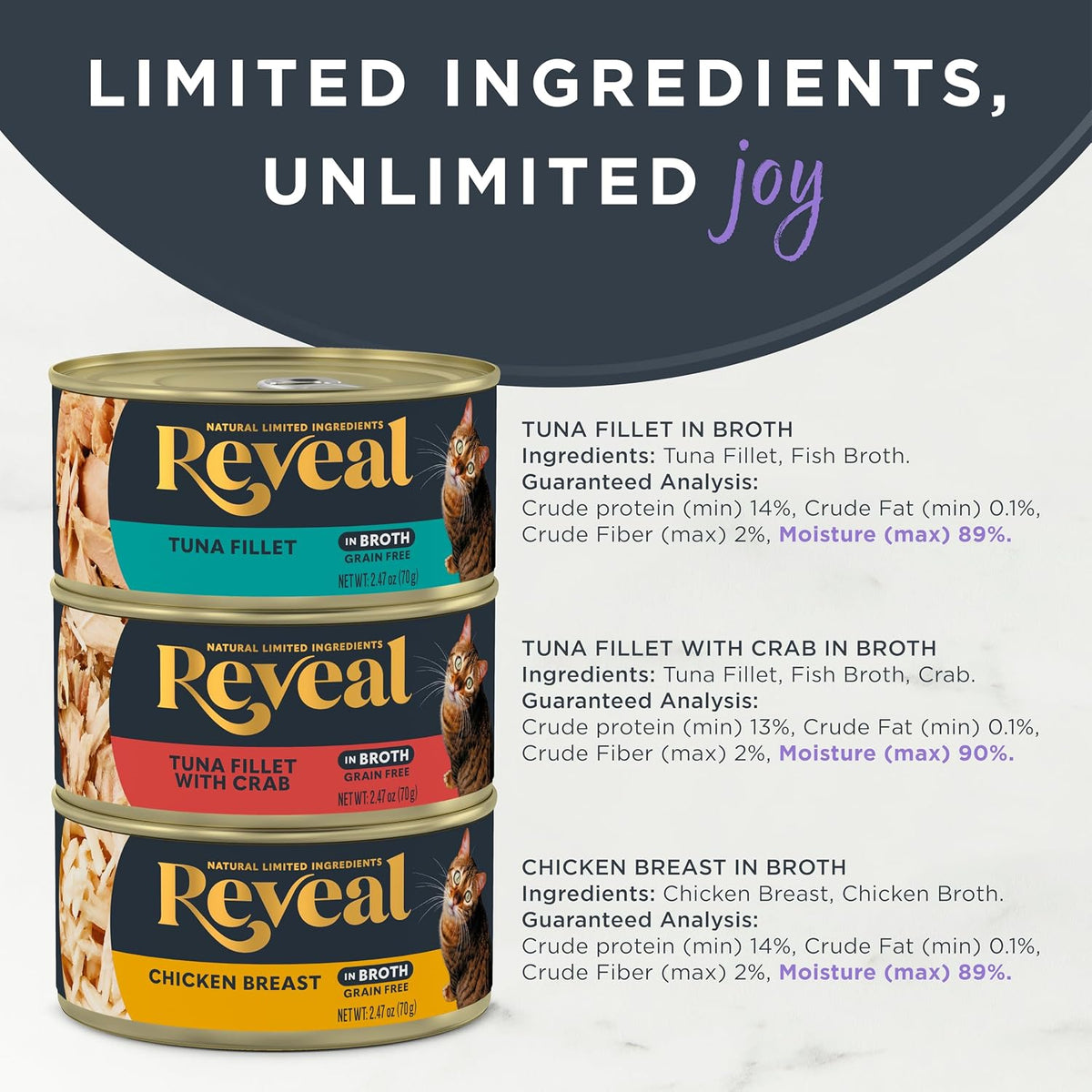 Reveal Fish & Chicken Variety in Broth Wet Cat Food 12-Pack 2.47 oz Cans