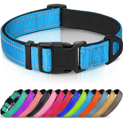 Joytale Reflective Dog Collar, Adjustable Neoprene Padded, Purple M