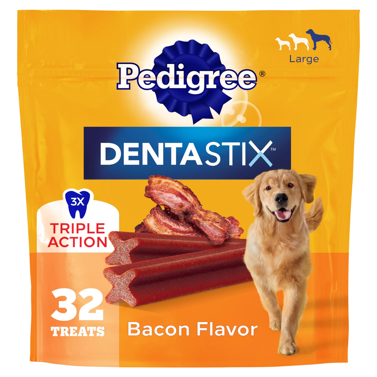 Pedigree Dentastix Large Breed Dental Dog Treats, Original, 32 Count