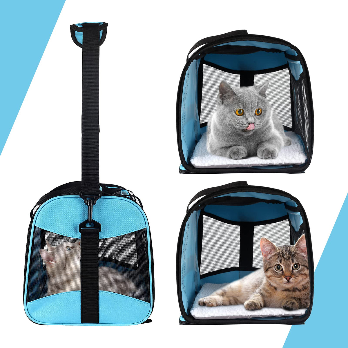 Cat Dog Carriers Soft-Sided Pet Carrier Large Cats for Medium Big Cat Small Dog Puppy up to 16lbs TSA Airline Approved Animal Collapsible Cat Carrier Carriers Travel Carrier Cat Bag (17x11x11)