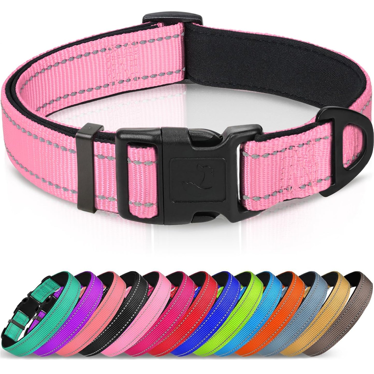 Joytale Reflective Dog Collar, Adjustable Neoprene Padded, Teal M