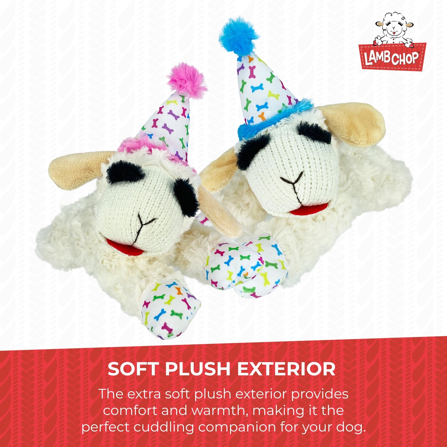Multipet Lamb Chop Dog Plush Toy - Squeaky Toy for All Dogs - Extra Soft Plush - Stuffed Animal for Cuddling & Playing - Jumbo (24", Cream)