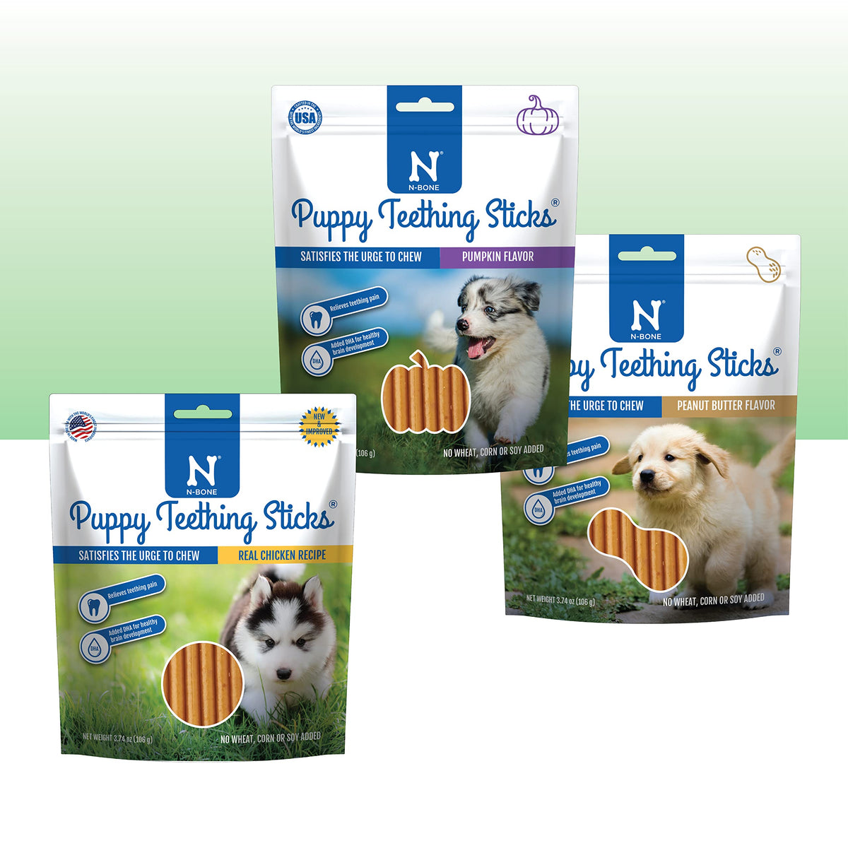 N-Bone Puppy Teething Rings, Chicken Flavor, Natural Puppy Teething Chews & Chew Treats, Helps Soothe Teething Gums, Calcium Enriched, 6 Rings