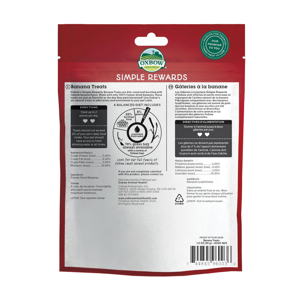 Oxbow Simple Rewards Guinea Pig & Rabbit Treats, Apple Banana, Baked, 3 oz