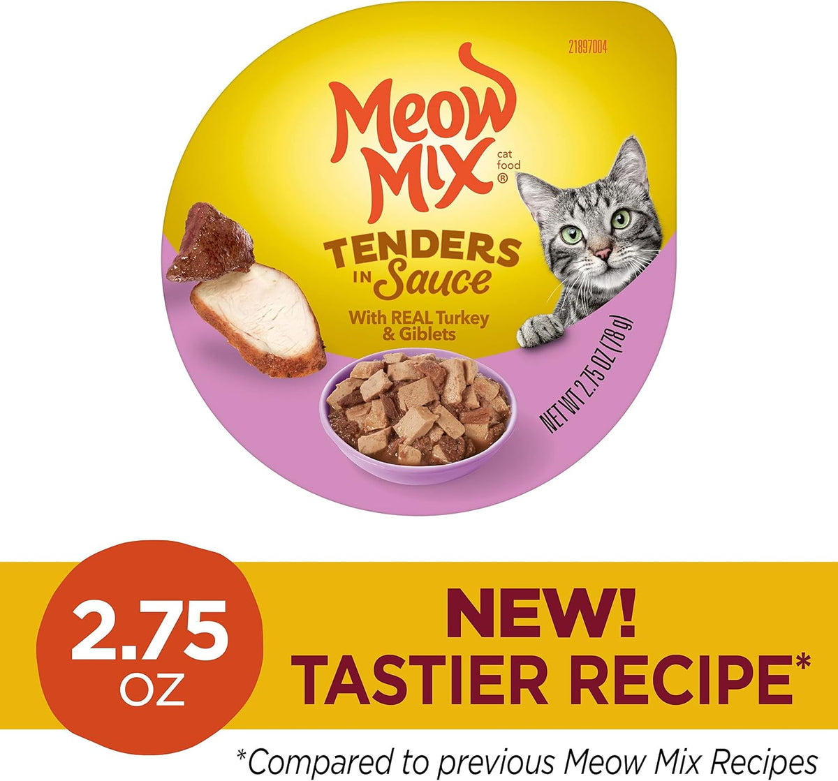 Meow Mix Tenders in Sauce, Wet Food with Real Turkey & Giblets, 12 Cups
