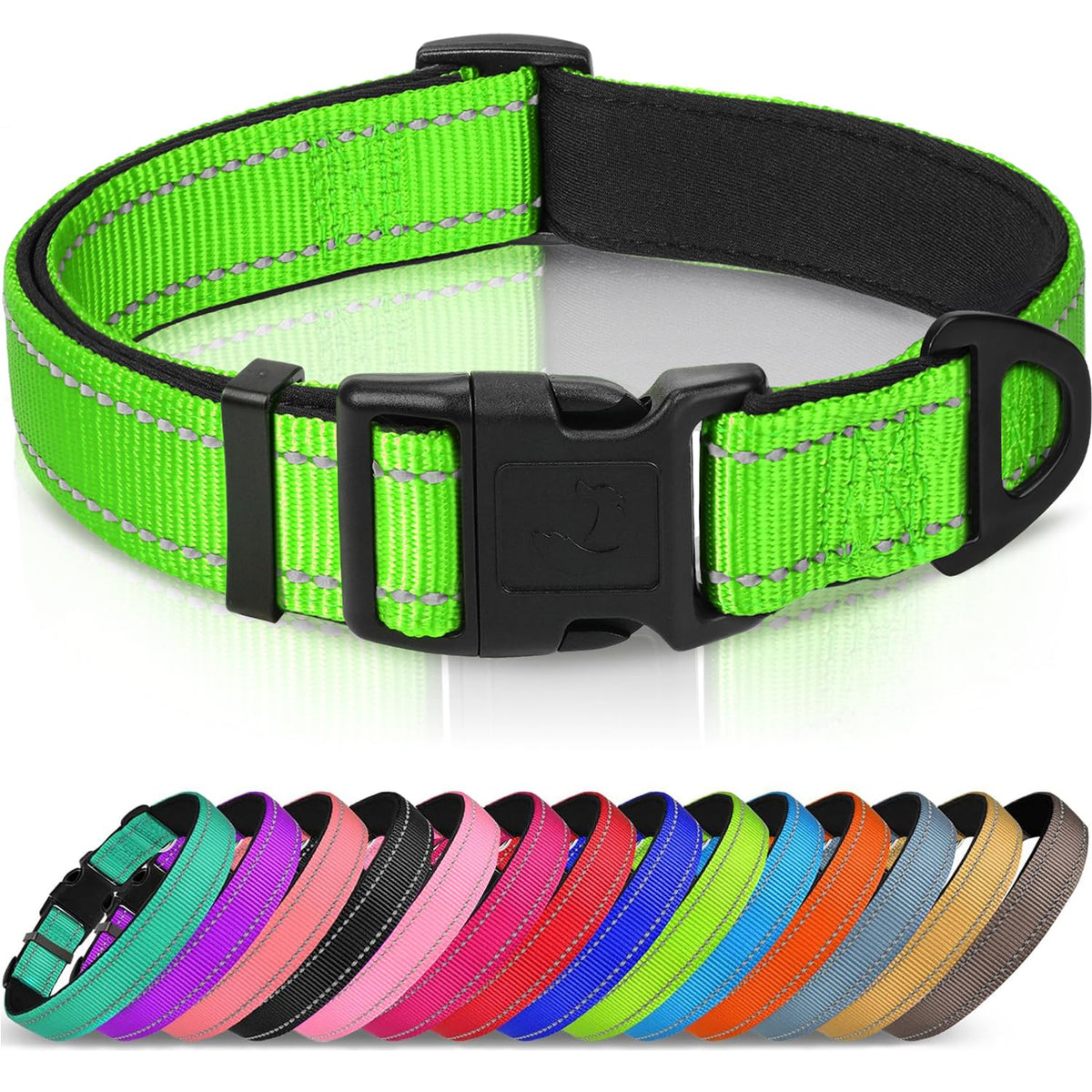 Joytale Reflective Dog Collar, Adjustable Neoprene Padded, Purple M