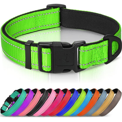 Joytale Reflective Dog Collar, Adjustable Neoprene Padded, Purple M