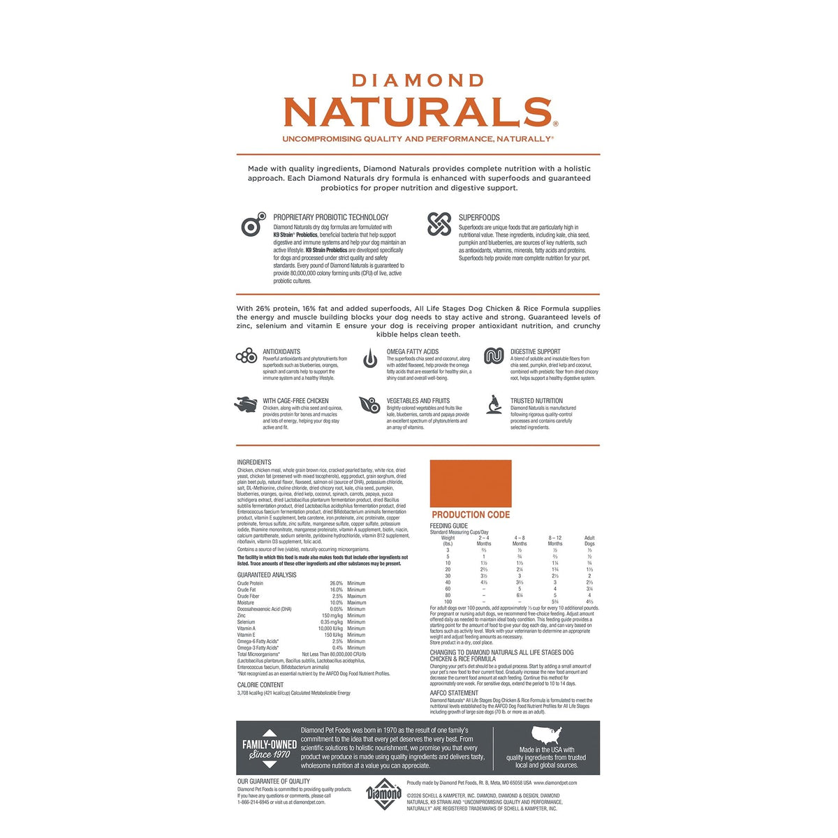 Diamond Naturals Small Breed Adult Dry Dog Food, Chicken & Rice, 18lb