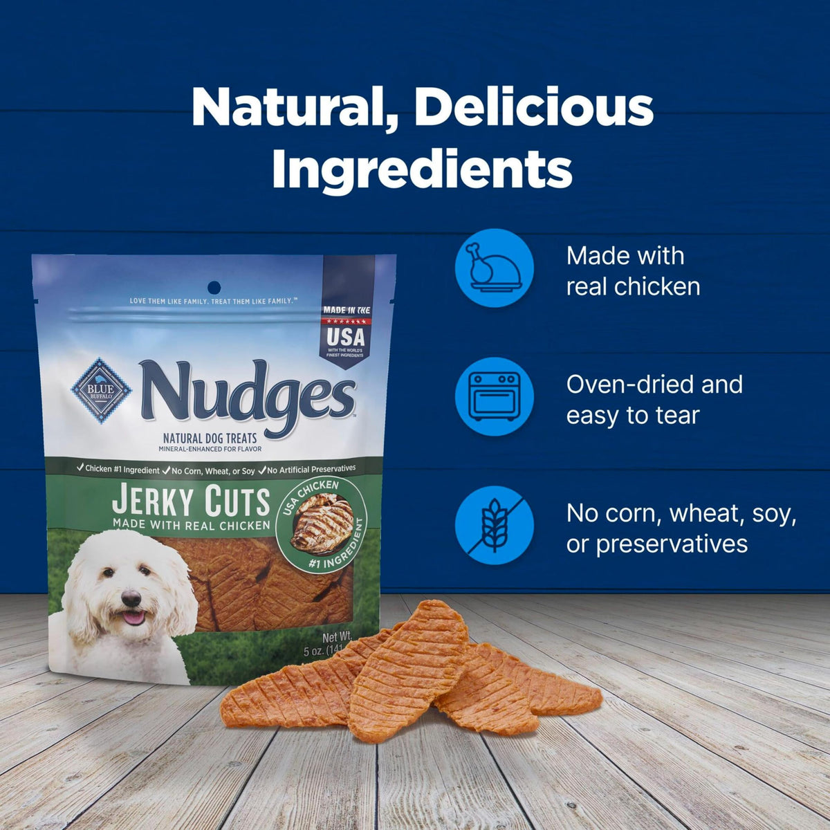 Blue Buffalo Nudges Jerky Cuts Chicken Dog Treats, 16 oz