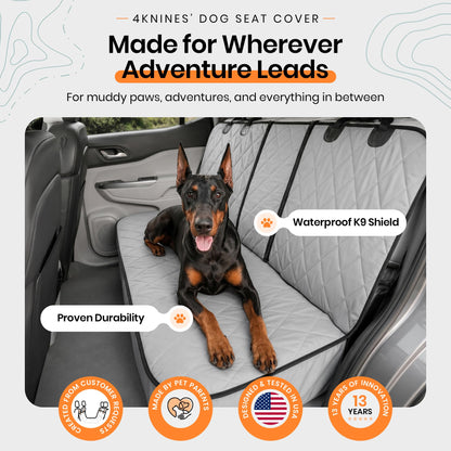 4Knines Heavy-Duty Rear Seat Cover for Dogs - Fitted, Black Reg