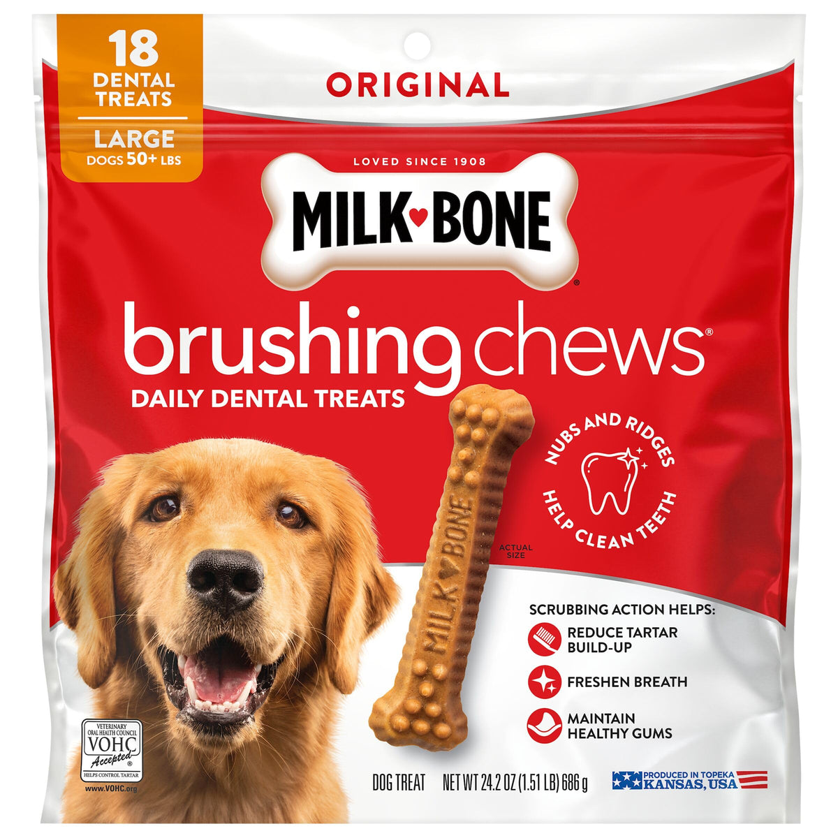 Milk-Bone Brushing Chews, Mini, Original Flavor, 90 Dental Treats