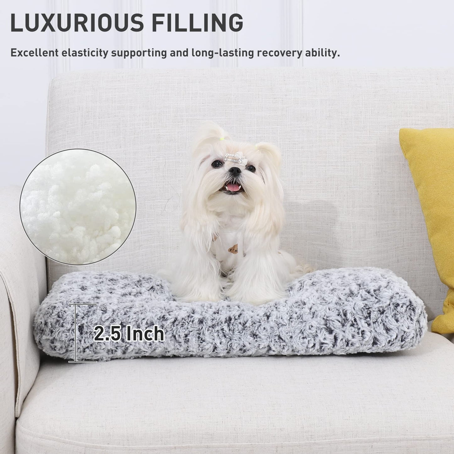 KSIIA Washable Dog Beds Large Sized Dog Crate Bed Plush Mat 41"x27" Gray