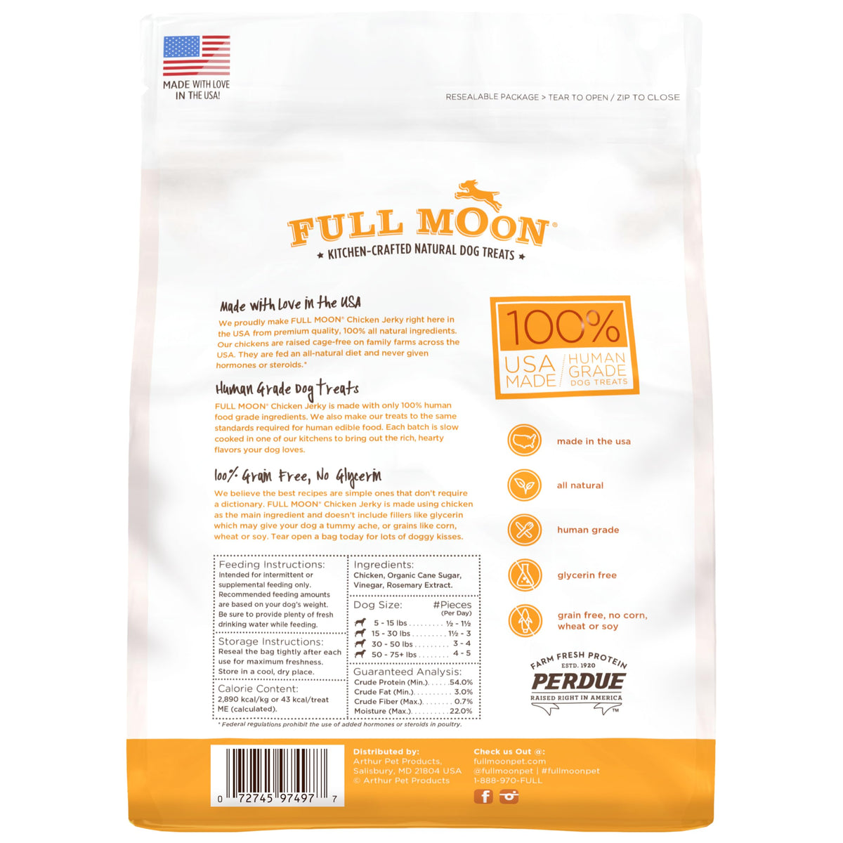Full Moon Beef Jerky Healthy All Natural Dog Treats Human Grade Made in USA Grain Free 11 oz (Pack of 4)