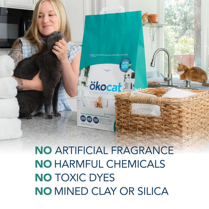 ökocat Low Tracking Natural Wood Clumping Cat Litter, Odor Control 14 Lbs