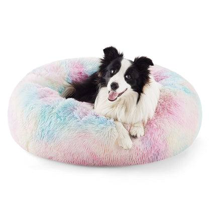 Bedsure Calming Small Dog Bed Donut Washable Cat＆Puppy Bed,23 inches Camel