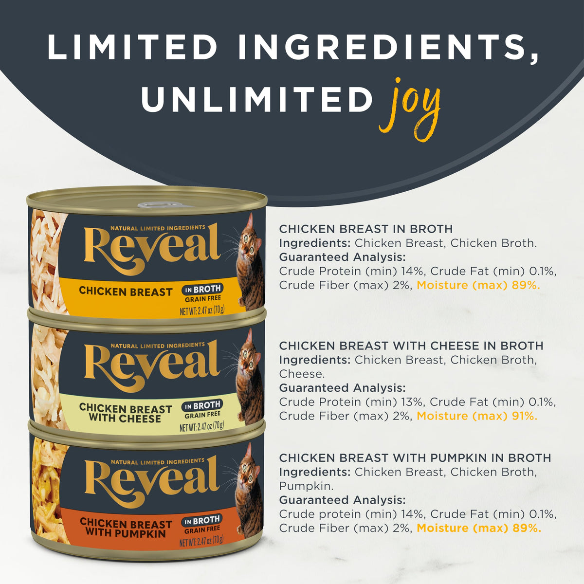 Reveal Fish Variety in Broth Wet Cat Food, 3-Flavor 12-Pack 2.47 oz Cans