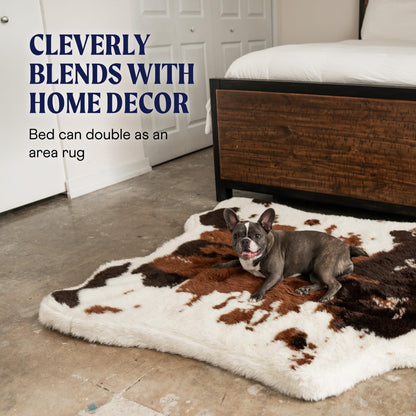 PAW BRANDS PupRug Orthopedic Memory Foam Dog Bed, White/Brown, 50x30