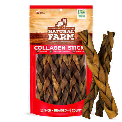Natural Farm Odor-Free Bully Sticks (6 Inch, 25 count),1.3 lb. Bag, Fully Digestible 100% Beef Pizzle Chews,Grass-Fed, Non-GMO,Grain-Free, Natural Long-Lasting Chews for Small & Large Dogs. Pack of 25