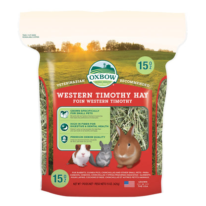 Oxbow Western Timothy Hay, Rabbit & Guinea Pig Hay, High Fiber, USA, 40 oz