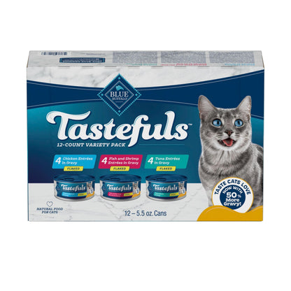 Blue Buffalo Tastefuls Variety Pack Paté Wet Cat Food, 3 oz, 12 ct