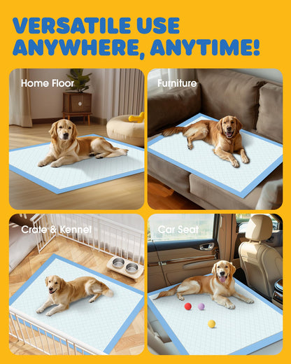Powools Extra Large Pee Pads, 34 x 28 in, 6-Layer Leakproof, 100-Pack