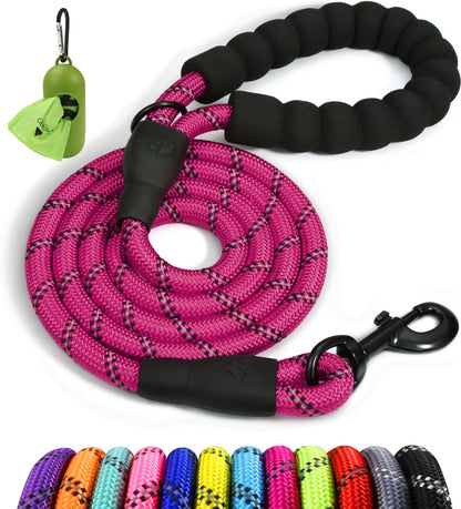 Taglory Rope Dog Leash for Medium Large Dogs, 6 FT Padded Handle, Black