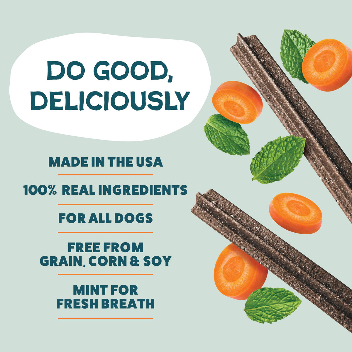 Shameless Pets Blueberry & Mint Dental Chews for Dogs, 8 Chews - Natural Dog Teeth Cleaning Treats with Fresh Breath Benefits | Grain-Free Dental Sticks for Small, Medium & Large Dogs (Pack of 6)
