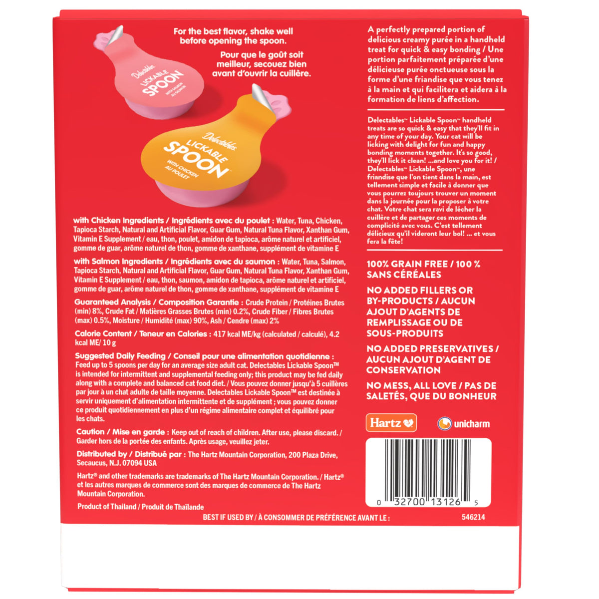 Delectables Lickable Spoon Handheld Wet Cat Treats Made with Real Tuna, Creamy Puree, Mess Free, Quick & Easy, Grain-Free, No Added Fillers, No Added Preservatives, Variety Pack 40ct