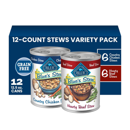 Blue Buffalo Blue's Stew Variety Pack Wet Dog Food, 12.5 oz, 6 ct