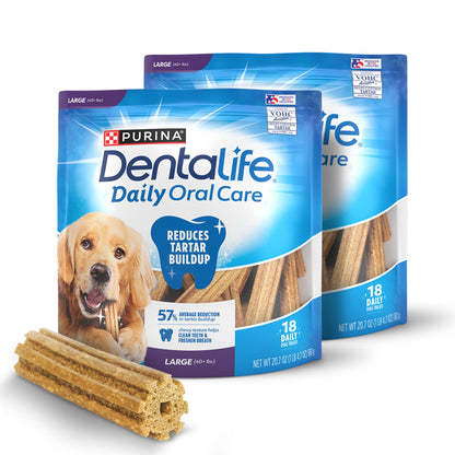 Dentalife Purina Daily Dental Chews for Large Dogs, 18 ct Pouch