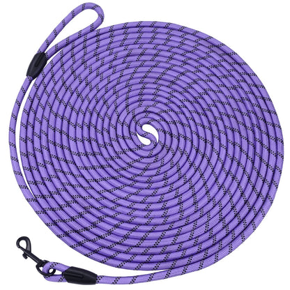 Hi Kiss Dog/Puppy Obedience Recall Training Agility Lead - 15ft 20ft 30ft 50ft 100ft Leash Great for Training, Play, Camping, or Backyard Black