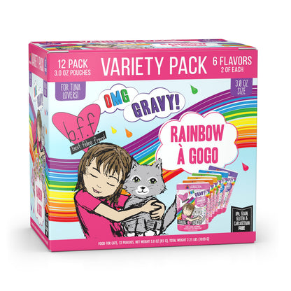 Weruva B.F.F. OMG - Best Feline Friend Oh My Gravy! Tuna & Chicken Charm Me with Tuna & Chicken in Gravy Cat Food, 3oz Pouch (Pack of 48)