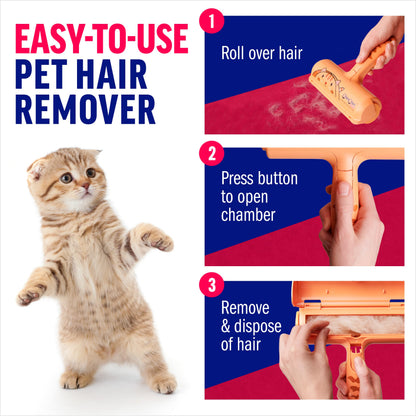 ChomChom Roller Pet Hair Remover – Original Size Reusable Lint Roller for Cat & Dog Hair on Furniture, Couch, Carpet, Car, Rugs & Bedding – Portable, Eco-Friendly (White)