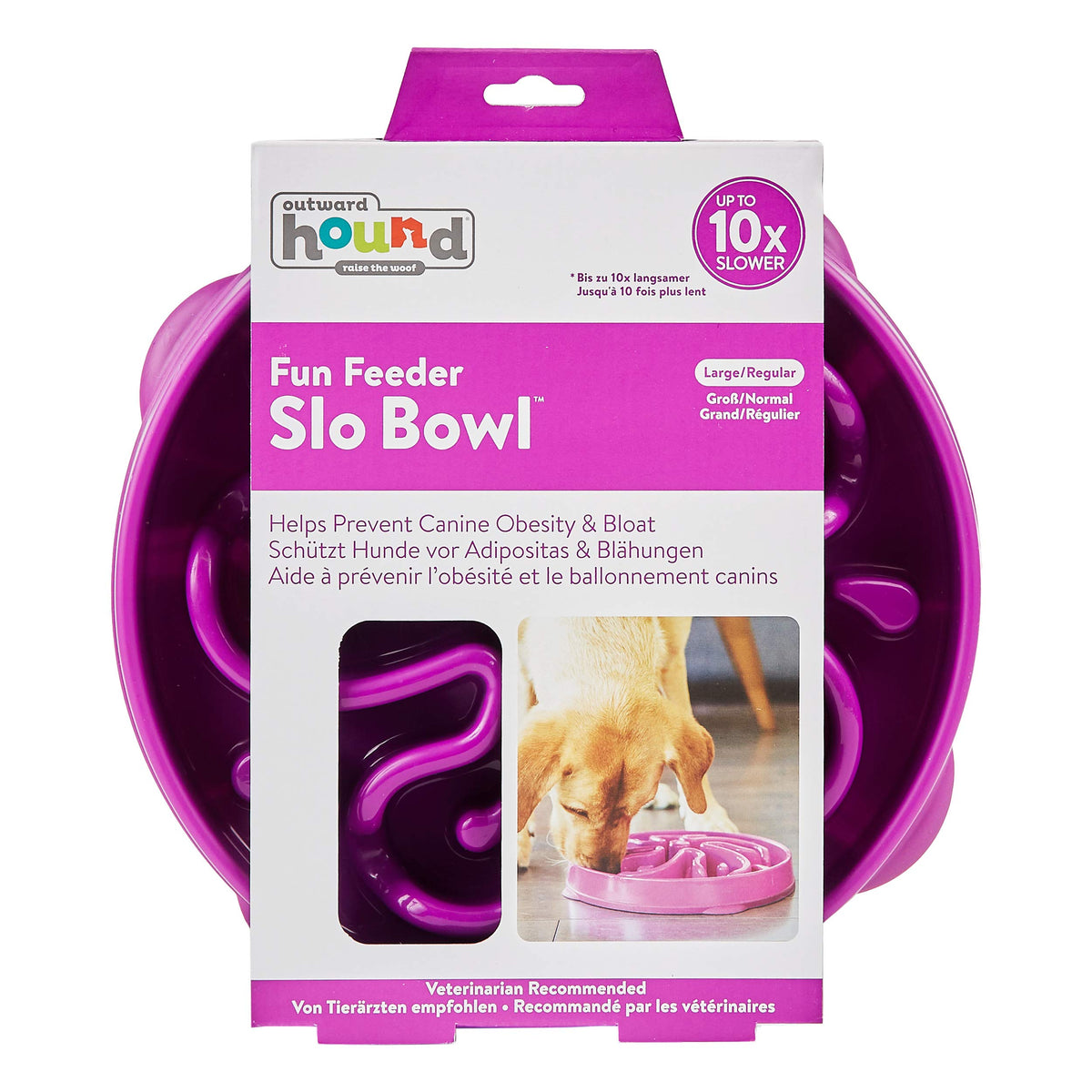 Outward Hound Fun Feeder Slo Bowl Dog Slow Feeder, Wave, Pink, 5.8"