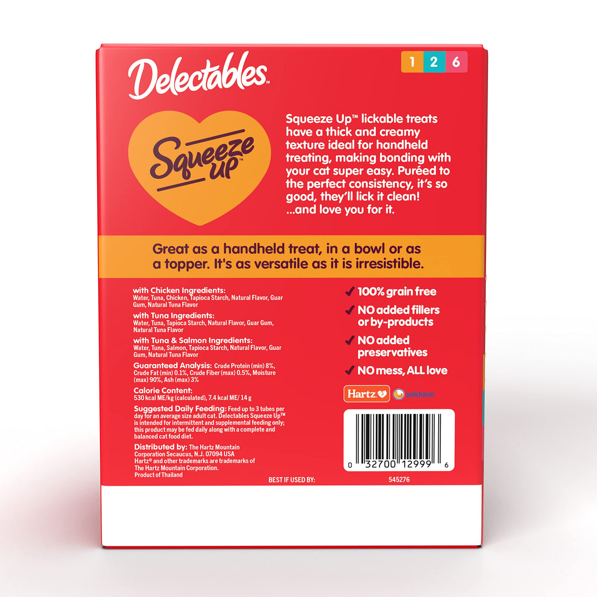 Delectables Squeeze Up Variety Pack, Creamy Squeezable Puree, Lickable Wet Cat Treats, Grain Free, No Added Fillers, No by-Products, No Added Preservatives, 0.5 Ounces Tube, 72 Tubes Total