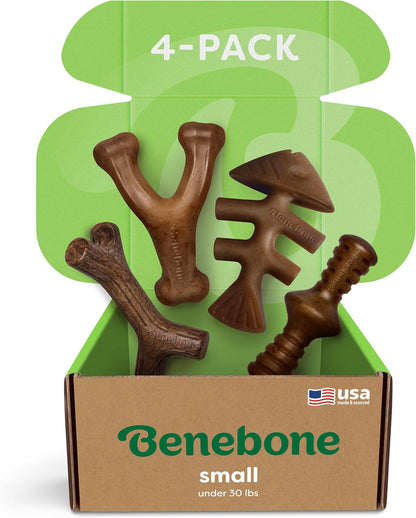Benebone Small 4-Pack Dog Toys for Aggressive Chewers – Under 30 lbs