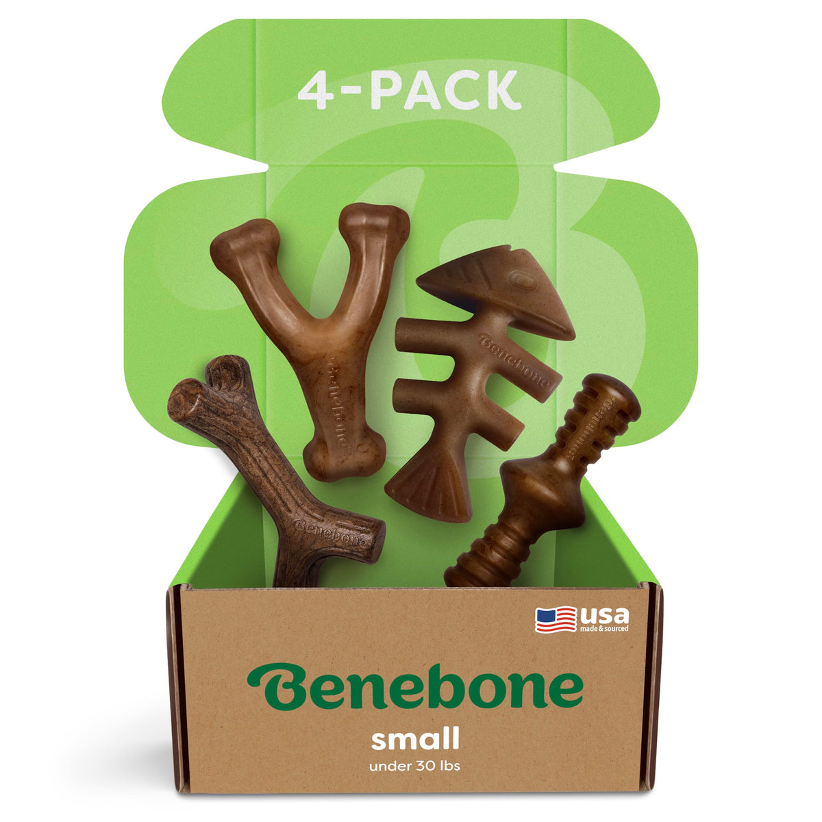 Benebone Medium 4-Pack Dog Toys for Aggressive Chewers – Under 60 lbs