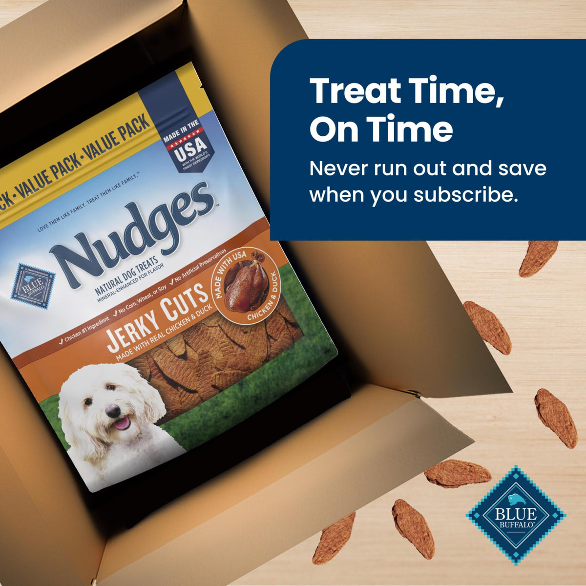 Blue Buffalo Nudges Jerky Cuts Chicken & Duck Dog Treats, 16 oz
