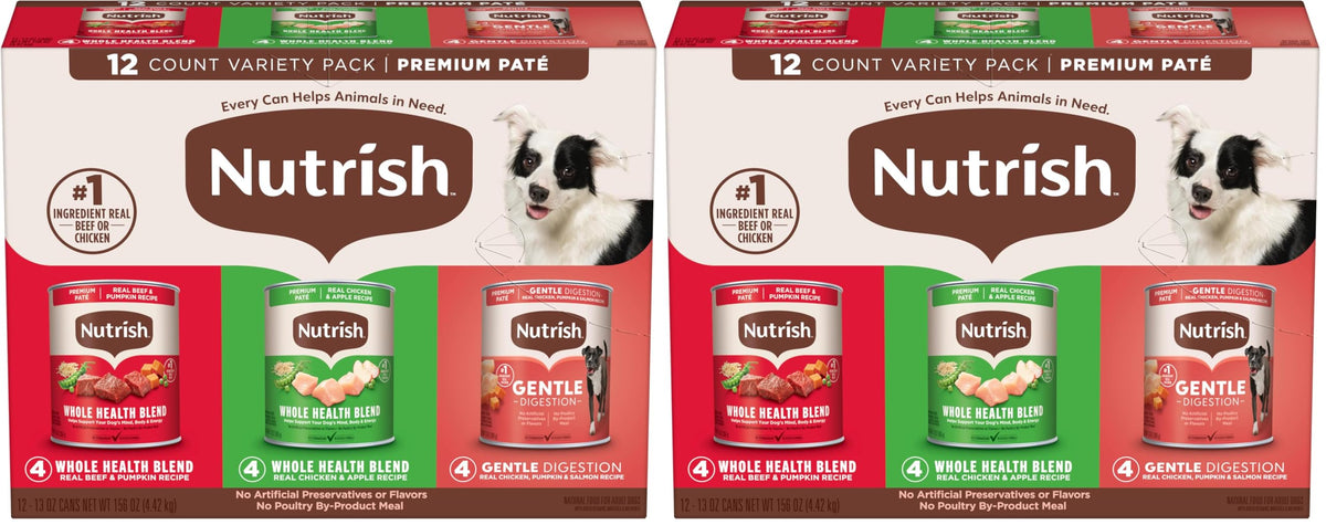 Nutrish Paté Variety Pack Wet Dog Food, 13 oz. Can, 12 Pack (Rachael Ray)