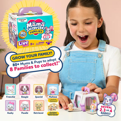 Little Live Pets Mama Surprise Families Pet Vet Playset, Baby Care Clinic Animal Hospital Play Set, 3 Puppies, Accessories, Vet Toys for Kids 5+