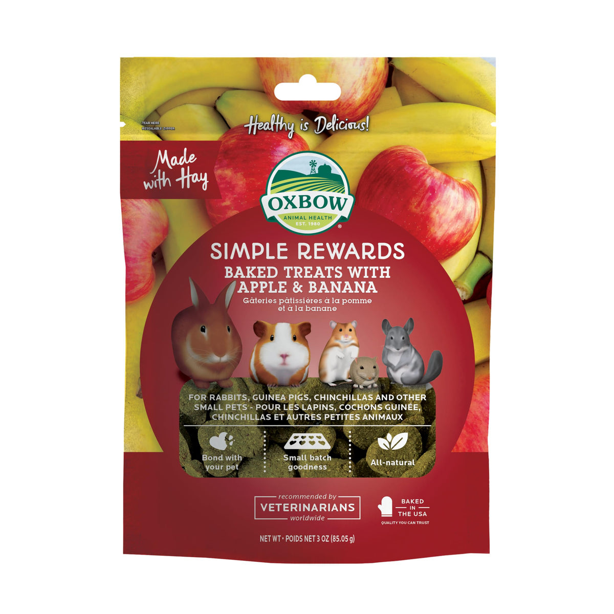 Oxbow Simple Rewards Rabbit Treats, Guinea Pig Treats, Bananas, 1 oz