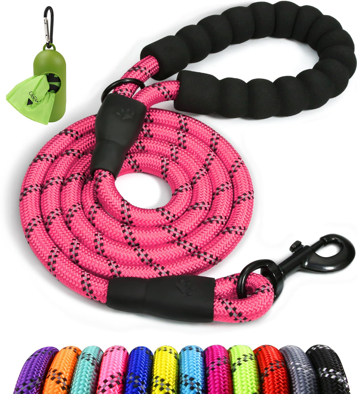 Taglory Rope Dog Leash for Medium Large Dogs, 6 FT Padded Handle, Turquoise