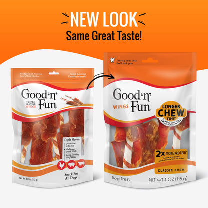 Good 'n' Fun Wings Long-Lasting Dog Treat Made With Real Protein, 12 oz
