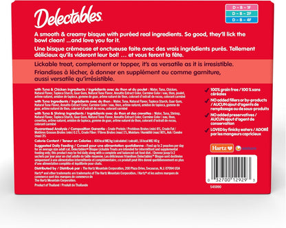 Delectables Lickable Treat Bisque Wet Cat Treat Variety Pack, Food Topper, Hydrating, Grain-Free, No Fillers, No By-Products, No Added Preservatives, 1.4oz Pouch, 30ct