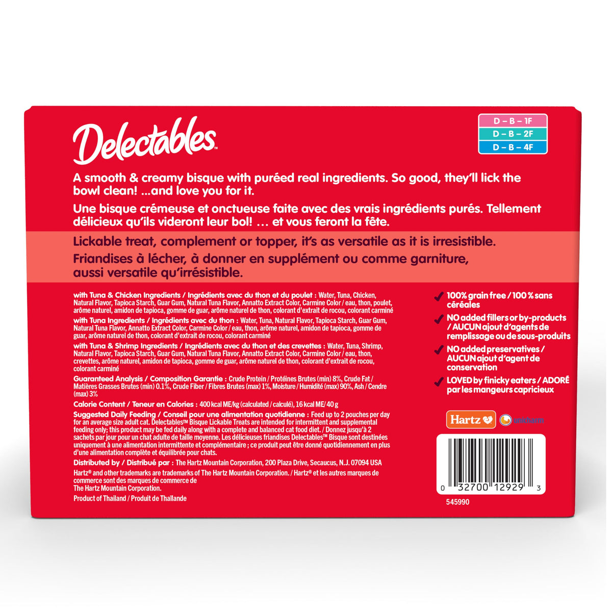 Delectables Lickable Treat Bisque Wet Cat Treat with Real Tuna, Food Topper, Hydrating, Grain-Free, No Fillers, By-Products, Added Preservatives, 1.4oz Pouch, 12ct